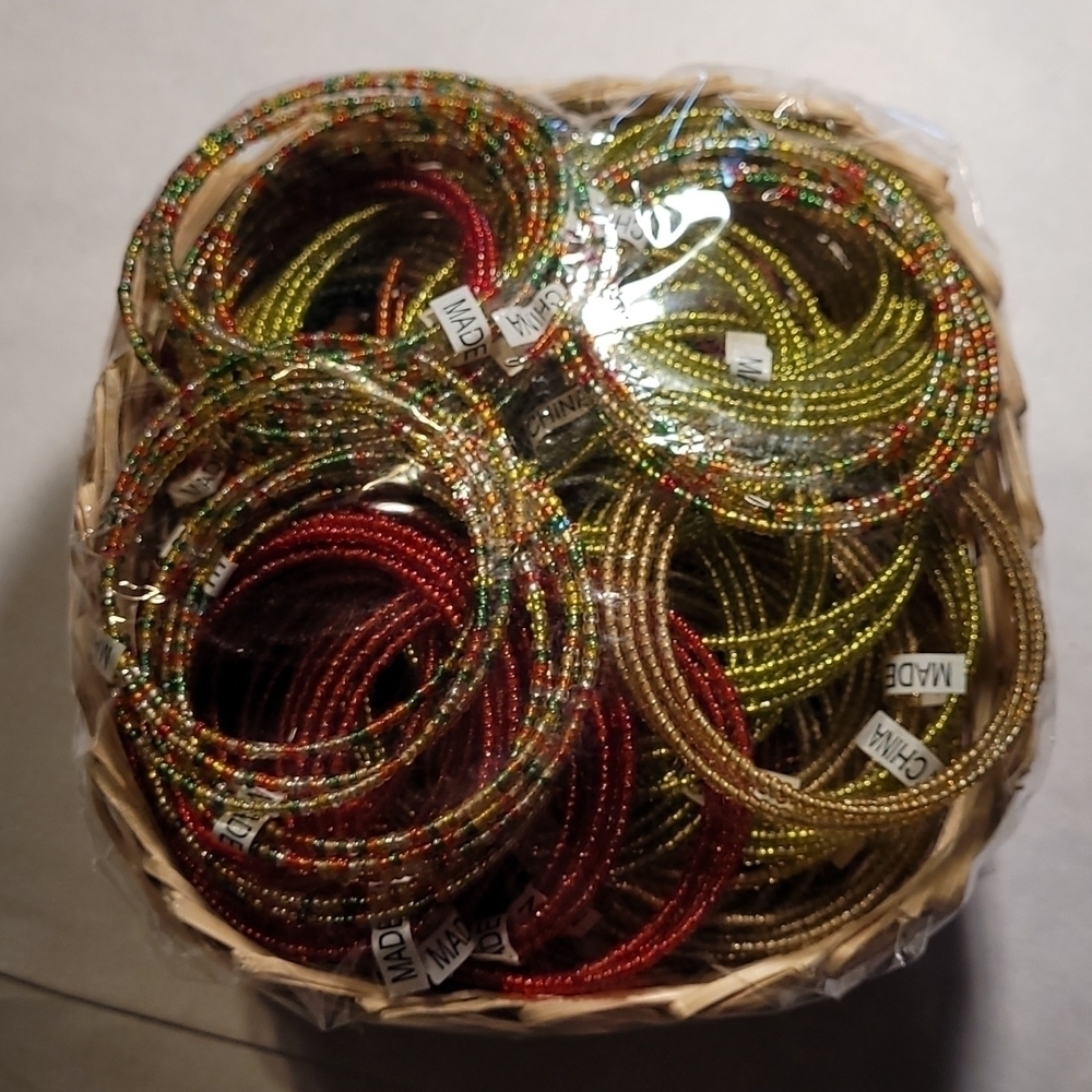 Container Full of Beaded Bracelets NEW